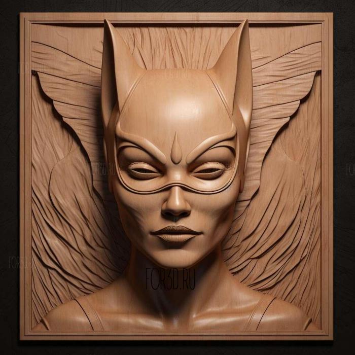 Catwoman 3 stl model for CNC